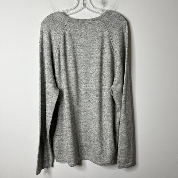 Calvin Klein Women's Sweater XL Heather Gray Notched Neck Raglan Long Sleeve - Picture 3 of 9